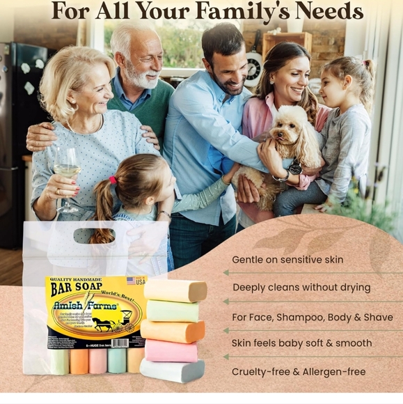 4 Pack of Amish Farm Soap total 20 bars vegan Soap Handmade Clean Scent - Picture 4 of 8